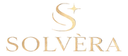 Gold logo with the word 'Solvèra' on a transparent background