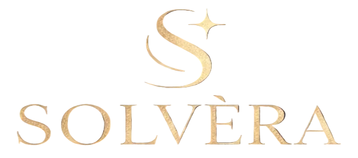 Gold logo with the word 'Solvèra' on a transparent background